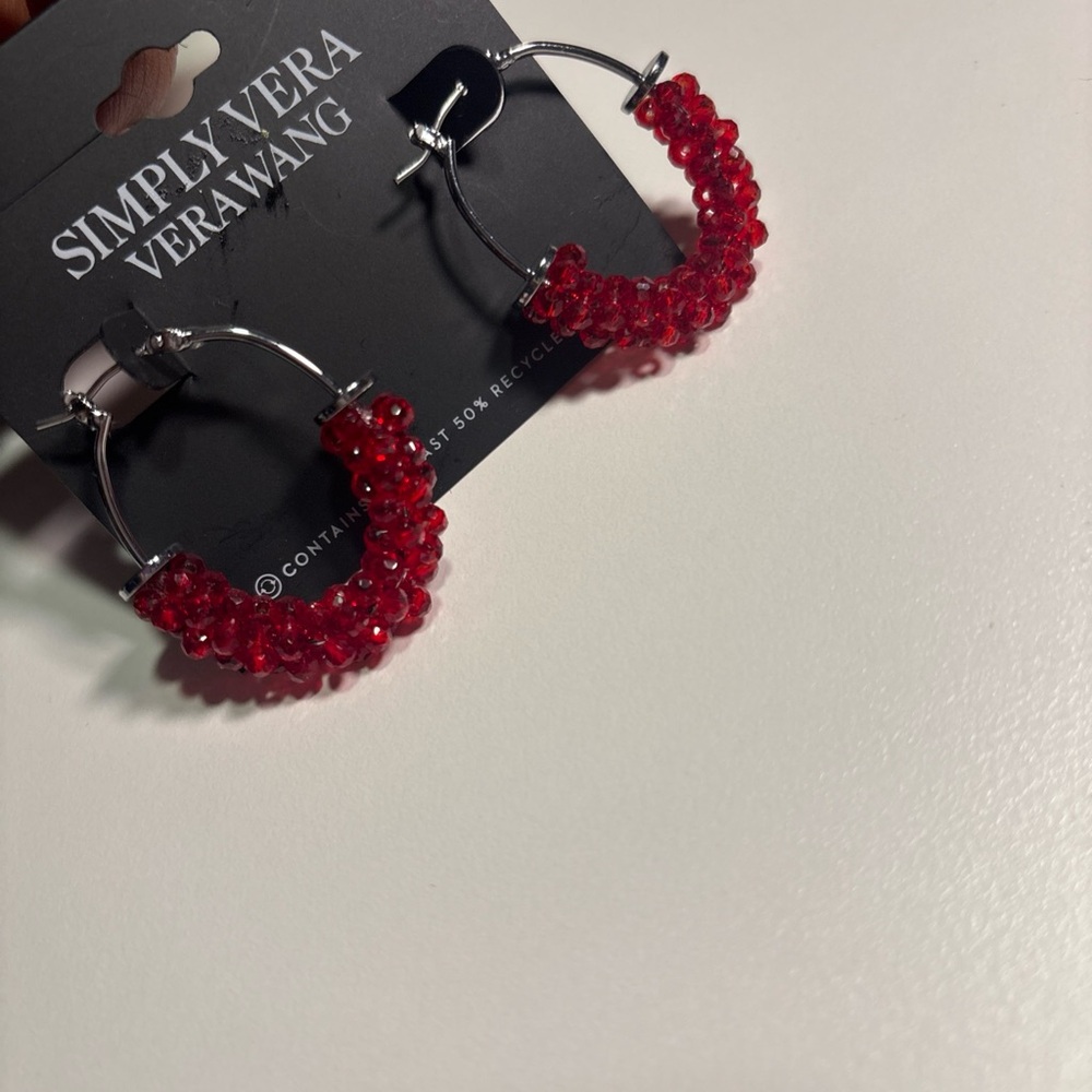 Simply Vera Vera Wang Vibrant Red Beaded Earrings